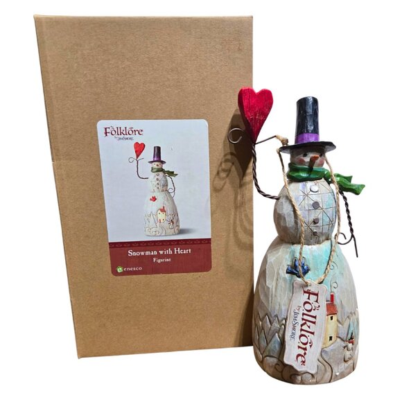 2017 Jim Shore Folklore Snowman With 10" Enesco 4058768 - Picture 8 of 9